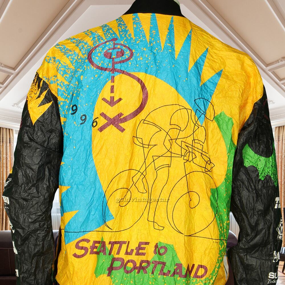 90s Vintage 1996 Seattle To Portland Bicycle Cycling Windbreaker Souvenir Jacket